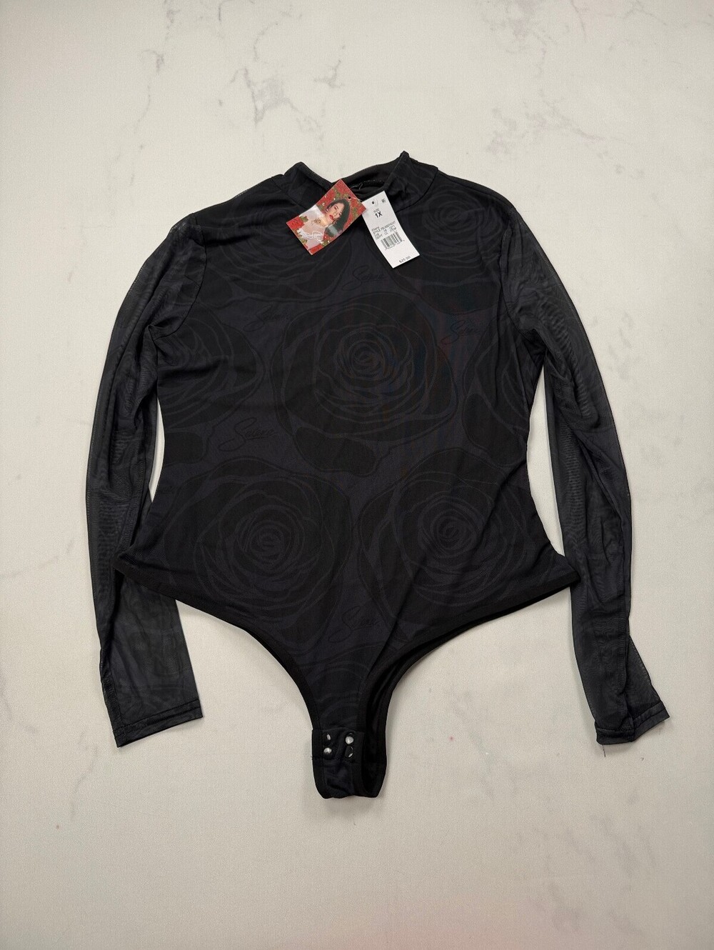 Selena Bodysuit Black Contemporary Graphic - Womens 1X